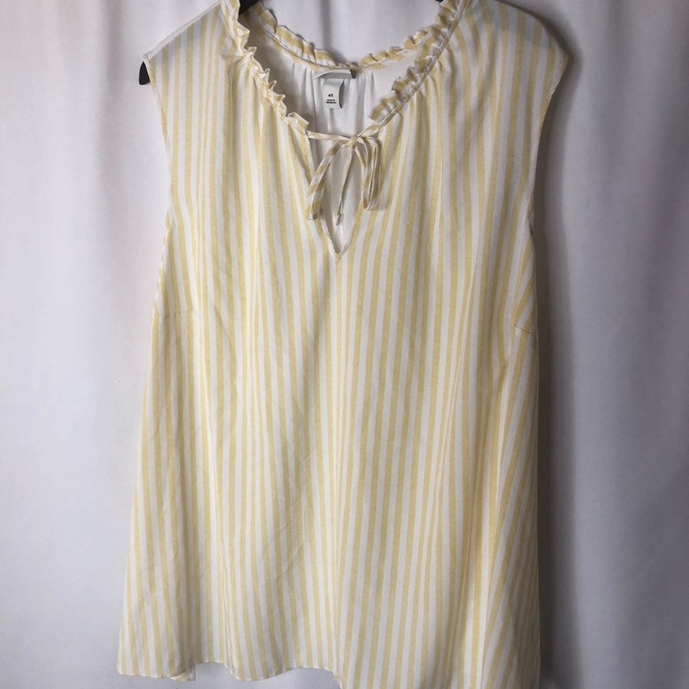 Ava & Viv Yellow/White Striped Sleeveless Top NWT